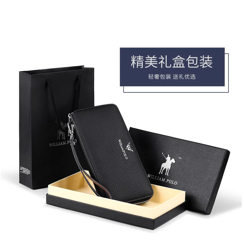 Men's Long Handbag Business Cowhide Large Capacity Wallet Casual Men's Card Bag Zipper Coin Zero Wallet