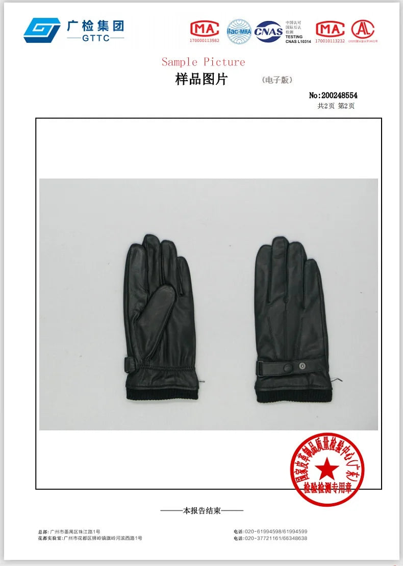 BISON DENIM Men Genuine Sheepskin Leather Gloves Autumn Winter Warm Touch Screen Full Finger Black Gloves High Quality S019