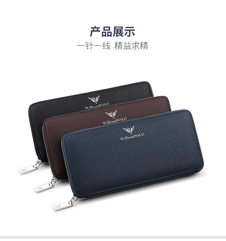 Men's Long Handbag Business Cowhide Large Capacity Wallet Casual Men's Card Bag Zipper Coin Zero Wallet