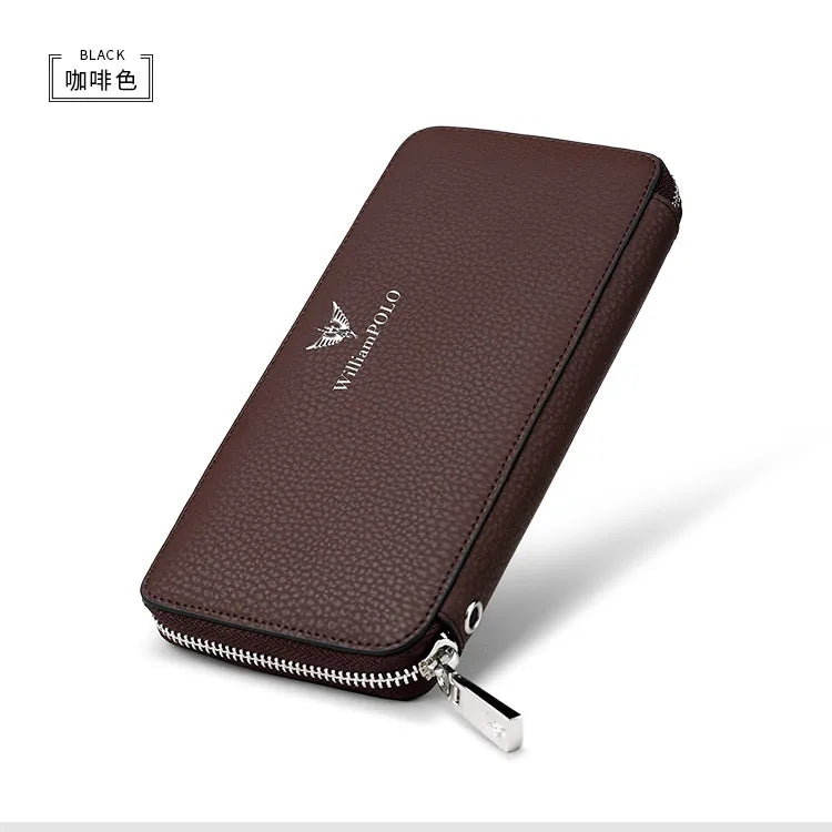 Men's Long Handbag Business Cowhide Large Capacity Wallet Casual Men's Card Bag Zipper Coin Zero Wallet