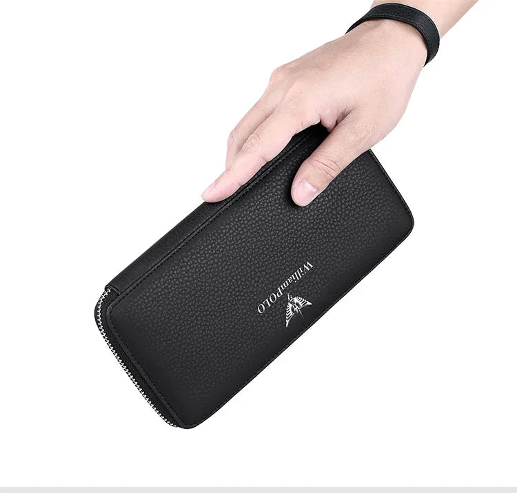 Men's Long Handbag Business Cowhide Large Capacity Wallet Casual Men's Card Bag Zipper Coin Zero Wallet