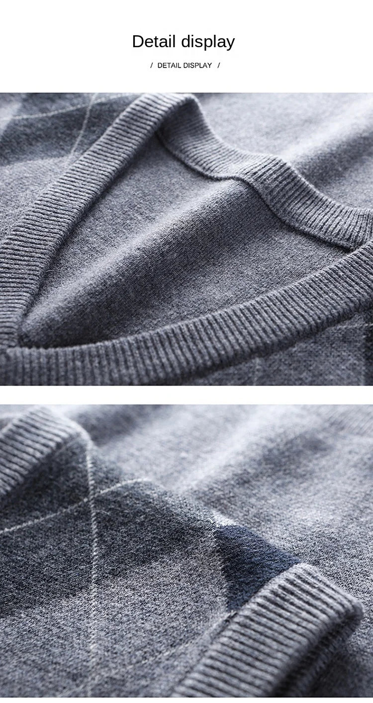 New Fashion Designer Brand Argyle Pullover Diamond Sweater V Neck Knit Vest Men 6% Wool Sleeveless Autum Casual Men Clothing