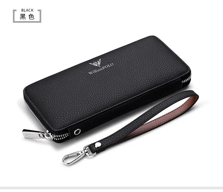 Men's Long Handbag Business Cowhide Large Capacity Wallet Casual Men's Card Bag Zipper Coin Zero Wallet