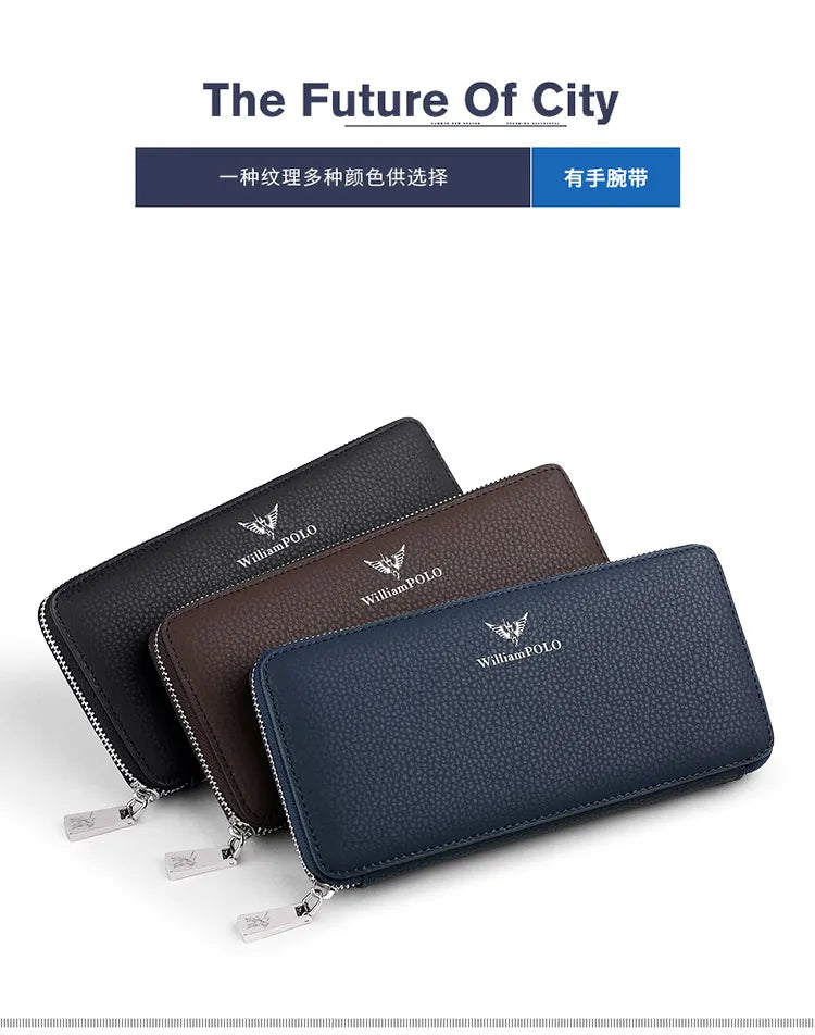 Men's Long Handbag Business Cowhide Large Capacity Wallet Casual Men's Card Bag Zipper Coin Zero Wallet