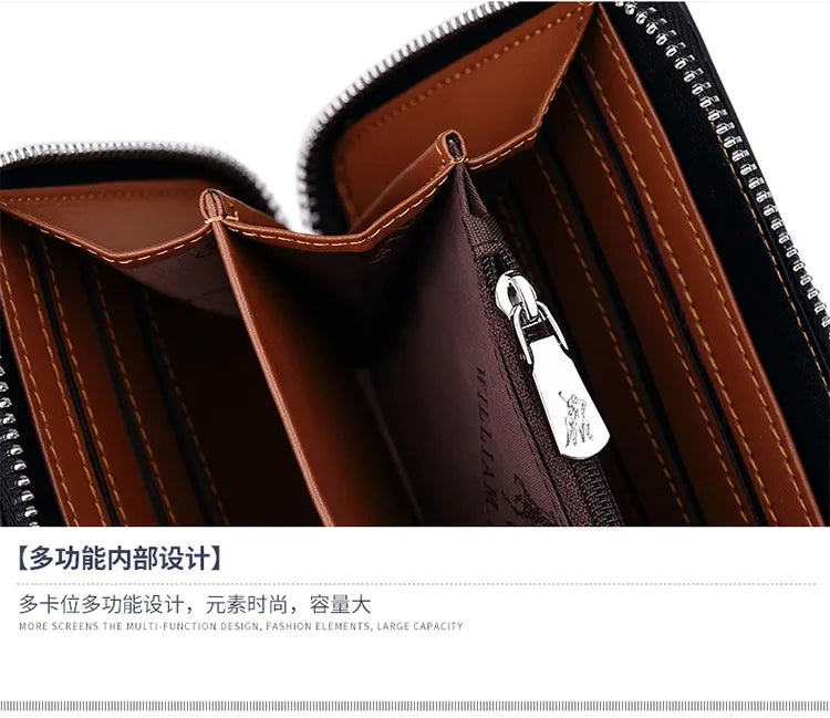 Men's Long Handbag Business Cowhide Large Capacity Wallet Casual Men's Card Bag Zipper Coin Zero Wallet