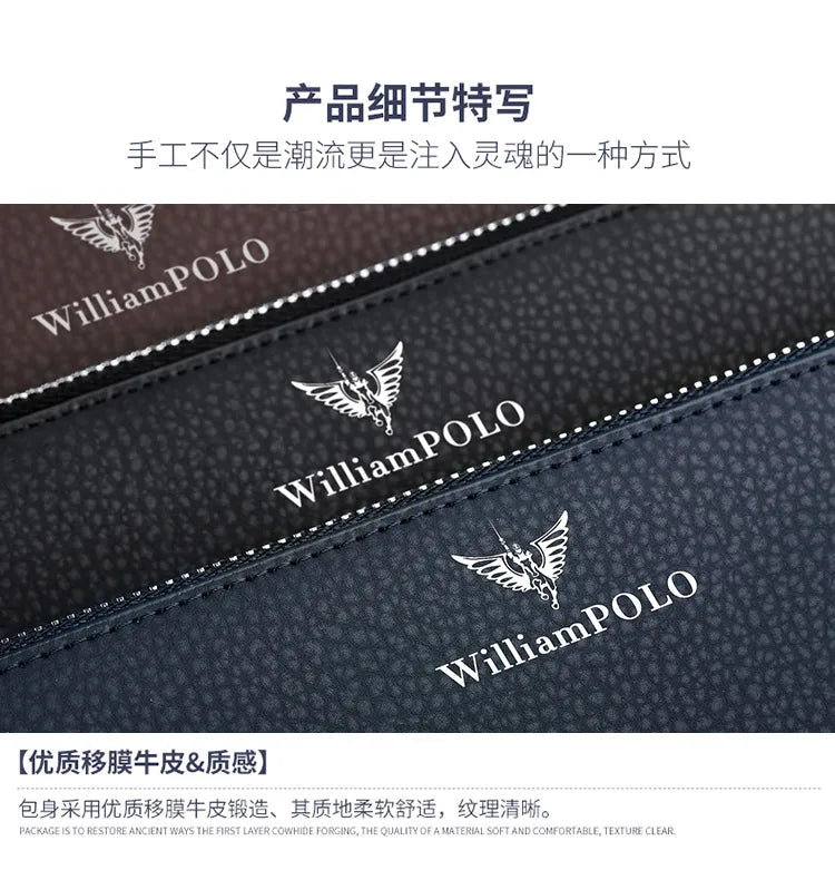 Men's Long Handbag Business Cowhide Large Capacity Wallet Casual Men's Card Bag Zipper Coin Zero Wallet