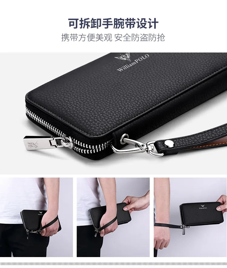 Men's Long Handbag Business Cowhide Large Capacity Wallet Casual Men's Card Bag Zipper Coin Zero Wallet