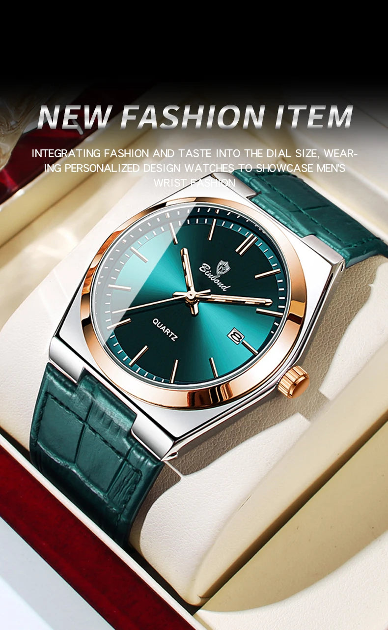 BINBOND Luxury Quartz Wristwatches Luminous Waterproof Auto Date Men's Watch Business Sport Fashion Casual Reloj Leather Clock