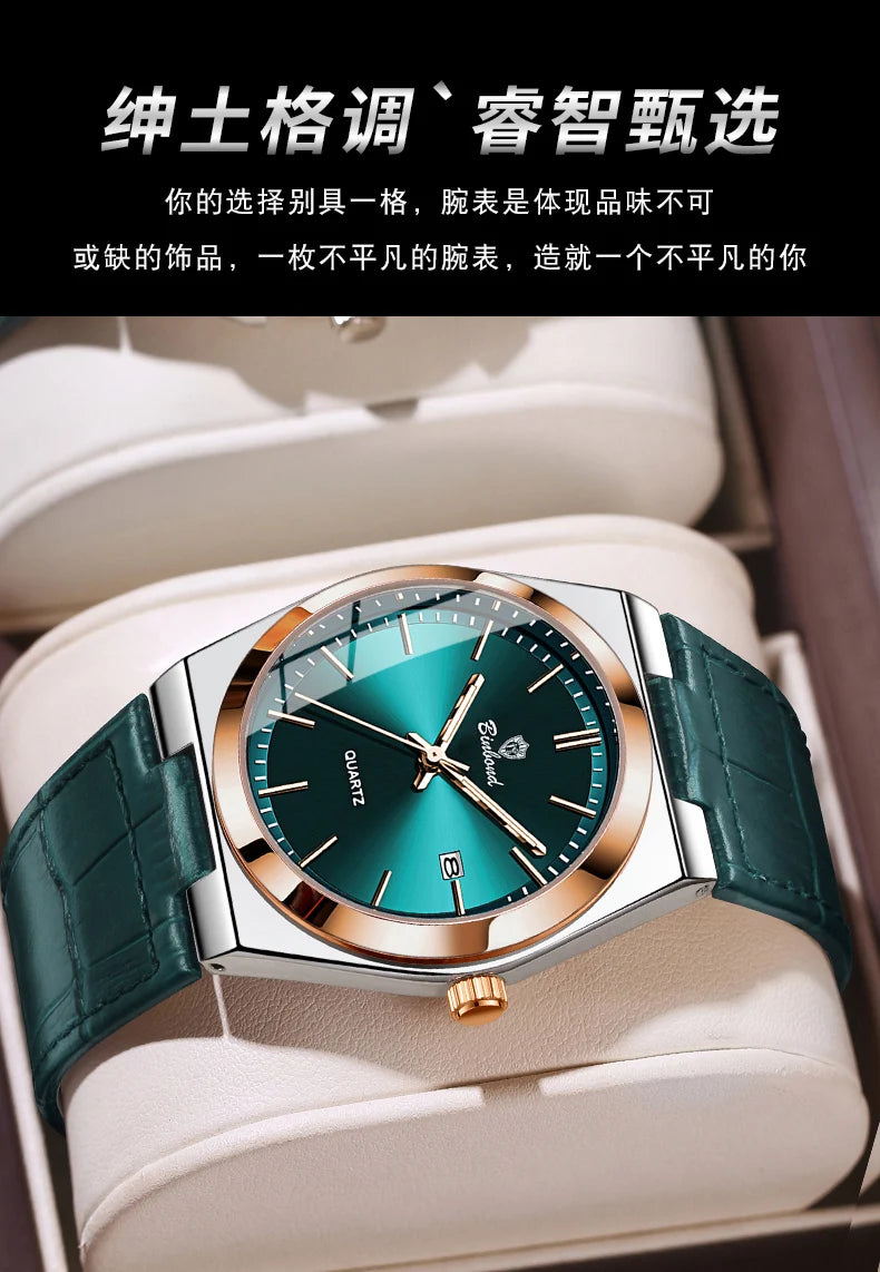 BINBOND Luxury Quartz Wristwatches Luminous Waterproof Auto Date Men's Watch Business Sport Fashion Casual Reloj Leather Clock