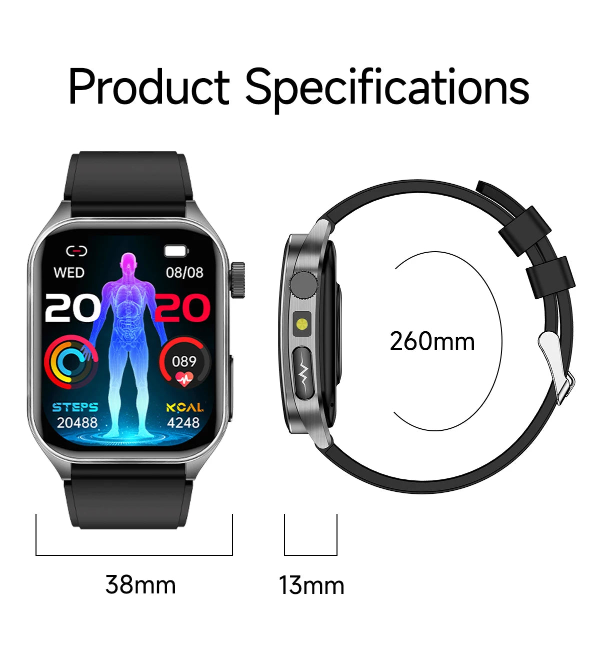 GUHUAVMI New Laser Therapy ECG+PPG Smart Watch Health Monitor Blood Lipids Uric Acid Heart Rate Tracking Monitoring Smartwatches