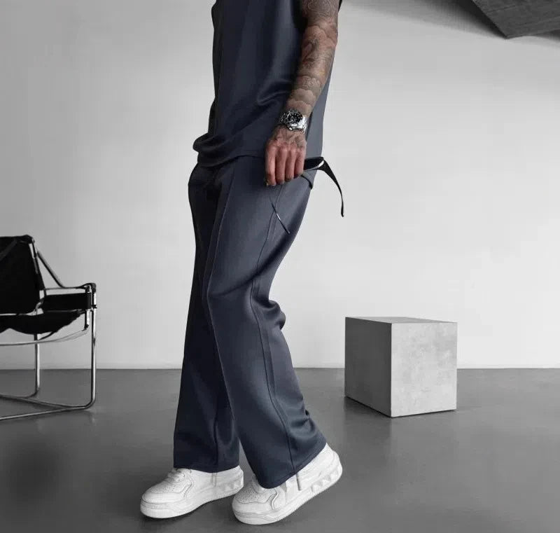 Breathable Sleeveless Summer New Men's Fitness Suit T-shirt Loose Sports Pants European and American Training Suit Two-piece Set