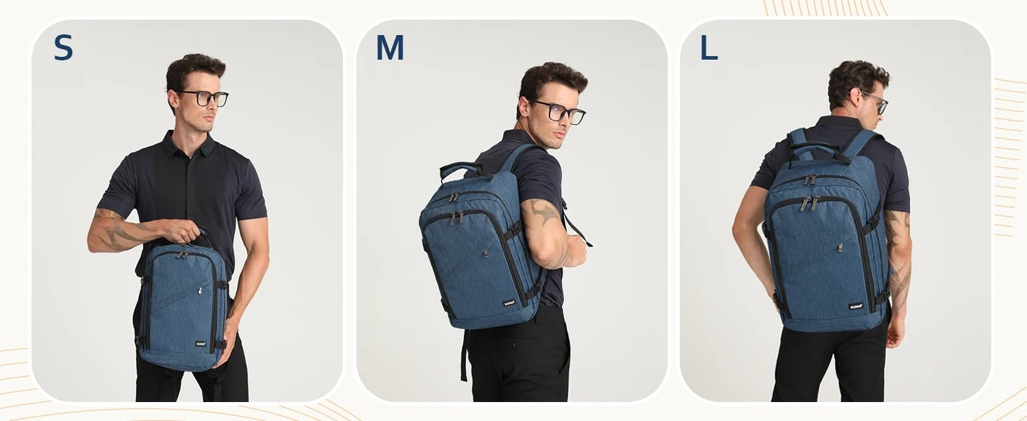 S/M/L Kono Cabin bag-Minimalist, Lightweight, Compatible with Ryanair hand luggage, Travel Backpack, 20L-38L