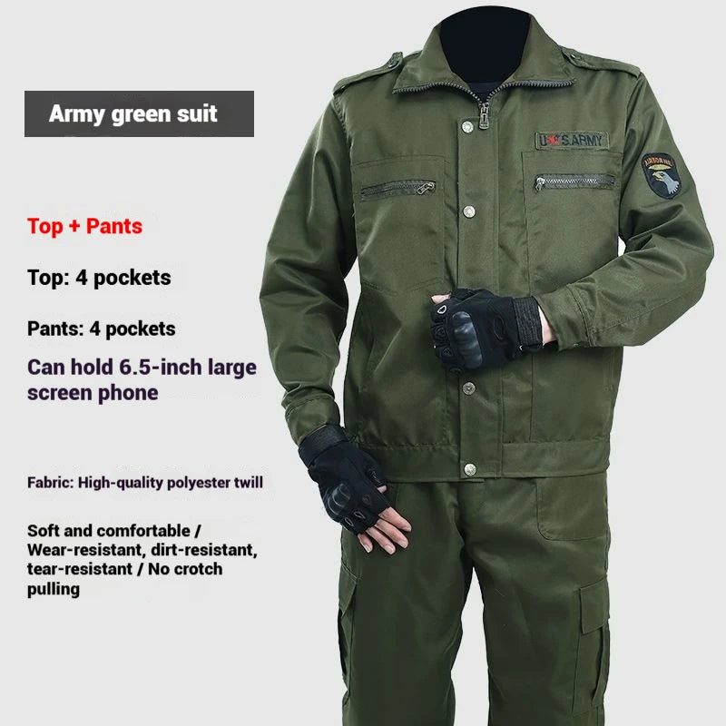 Mens Camouflage Clothing Set Wear Resistant Breathable Military Training Uniform Outdoor Fitness Suit