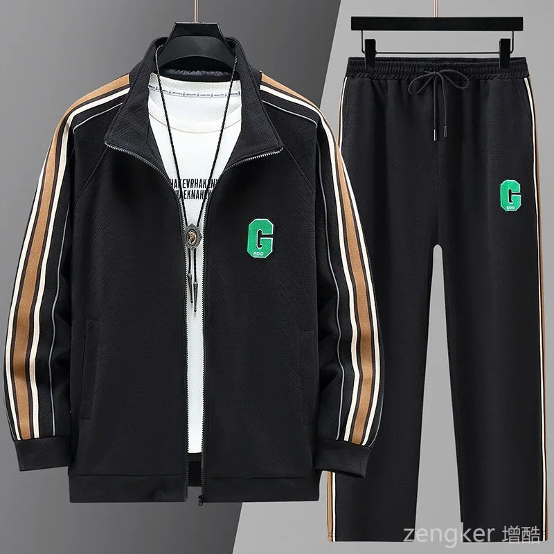 Autumn men's cardigan sweater pants two-piece set casual loose oversized set 160kg 10xl 9XL men clothing  tracksuit Men's Sets