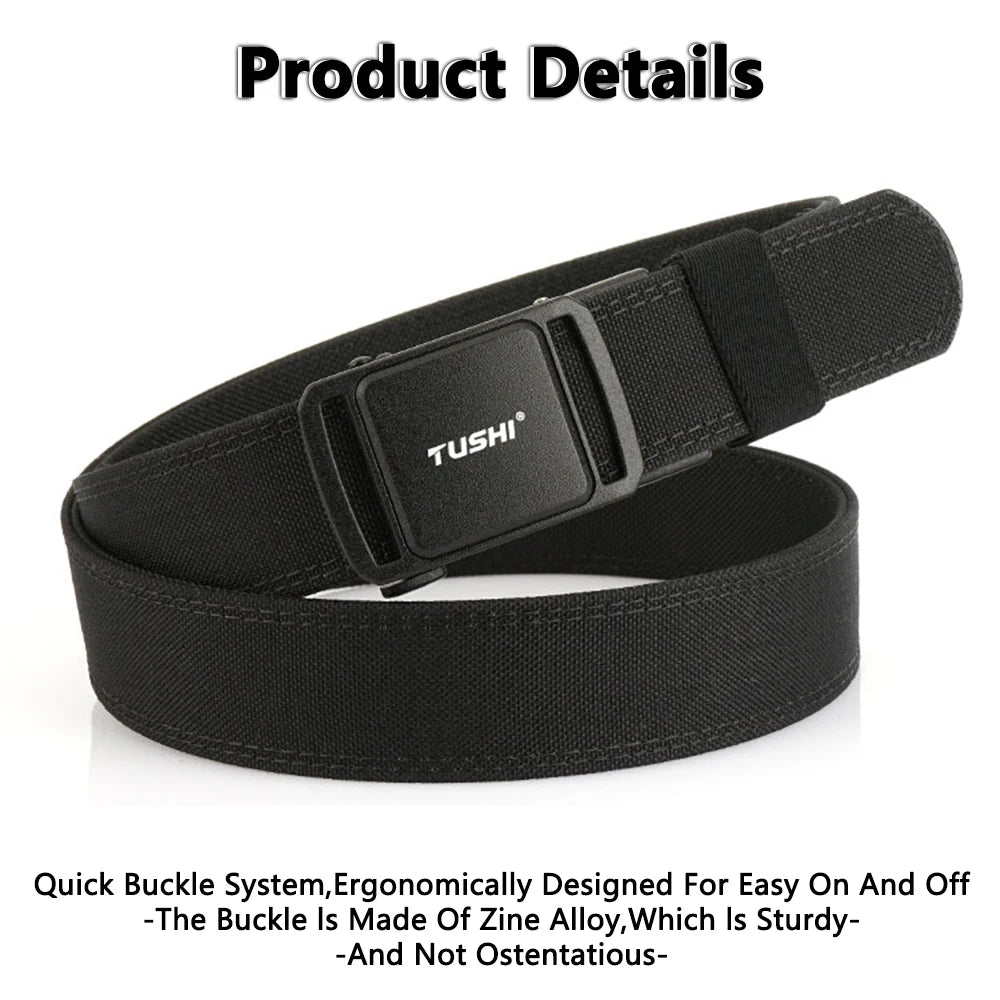 TUSHI 2025 Stiff Tactical Belt for Men Metal Automatic Buckle Military Police Duty Belt 1100D Nylon Gun Belt Casual Girdle Male