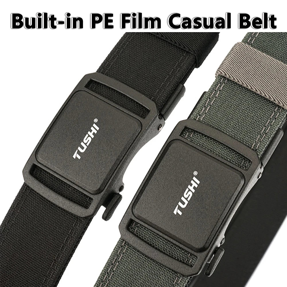 TUSHI 2025 Stiff Tactical Belt for Men Metal Automatic Buckle Military Police Duty Belt 1100D Nylon Gun Belt Casual Girdle Male