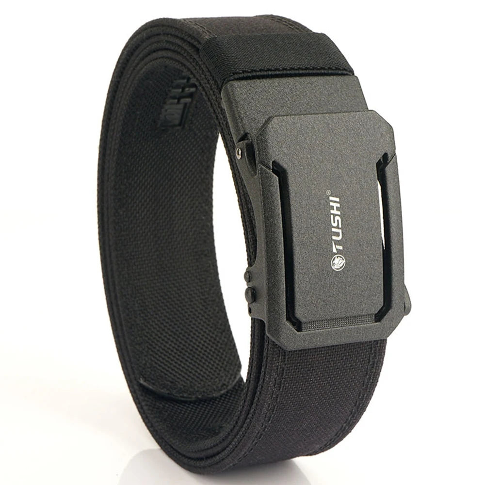 TUSHI Military Tactical Belt for Men Sturdy Nylon Metal Automatic Buckle Police Duty Belt Outdoor Girdle IPSC Sports Accessories