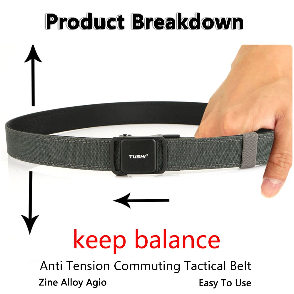 TUSHI 2025 Stiff Tactical Belt for Men Metal Automatic Buckle Military Police Duty Belt 1100D Nylon Gun Belt Casual Girdle Male