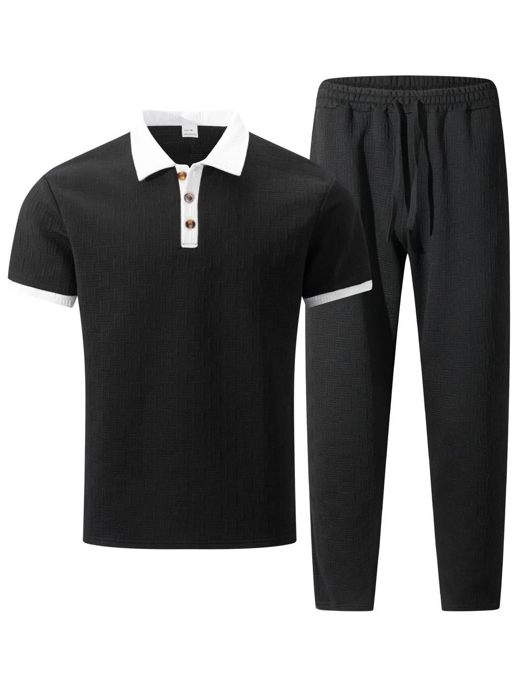 Men's Fashion Two Piece Set Short Sleeve Polo Shirt and Drawstring Shorts Casual Streetwear Tracksuit for Men