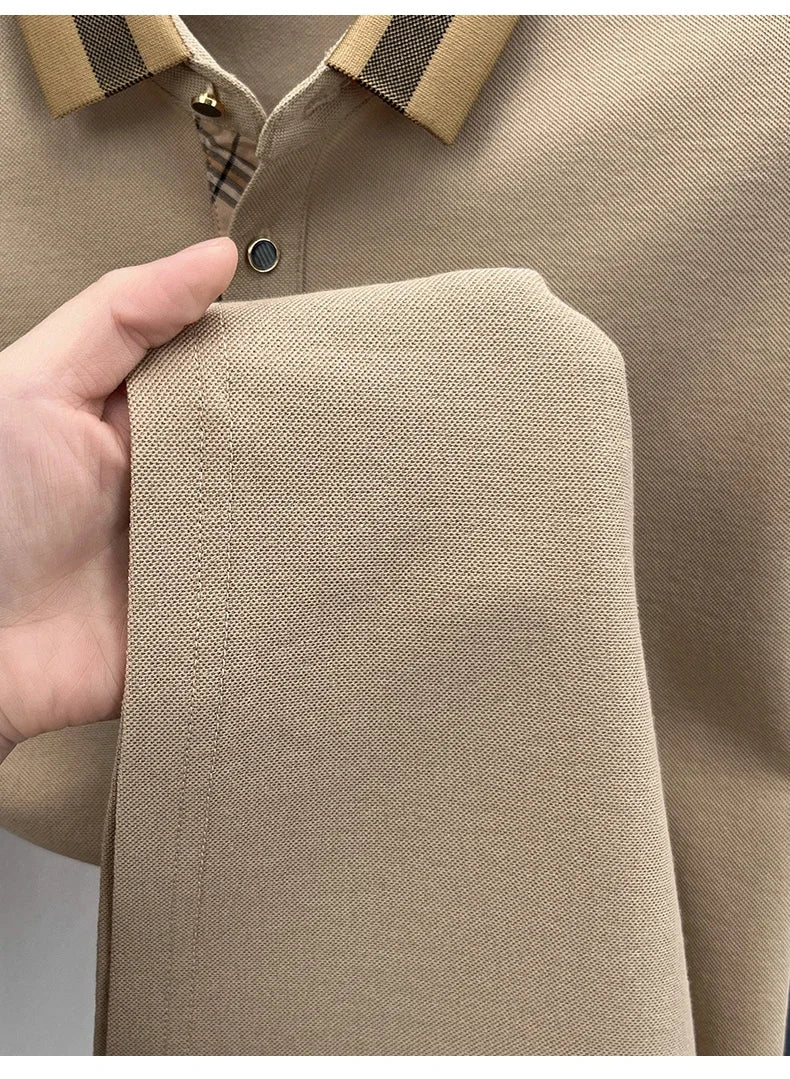 2026 High-end Letter B Printed Summer Men's Color Blocked Lapel Short Sleeved Polo Shirt Versatile Tshirt for Business Commuting