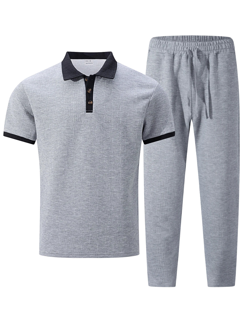 Men's Fashion Two Piece Set Short Sleeve Polo Shirt and Drawstring Shorts Casual Streetwear Tracksuit for Men