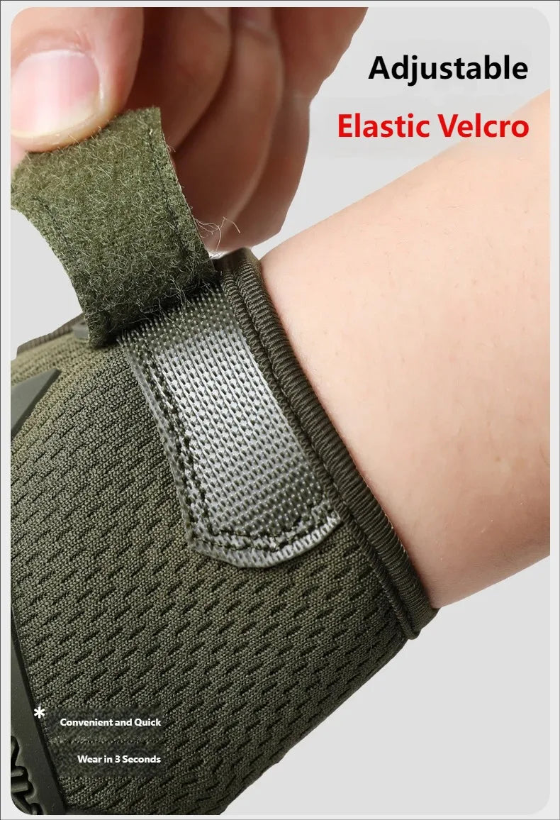 CHRLCK Men Anti-Scratch Cycling Tactics Gloves Wear-resistant Full Finger Hiking Gloves Summer Non-Slip Camping Training Gloves