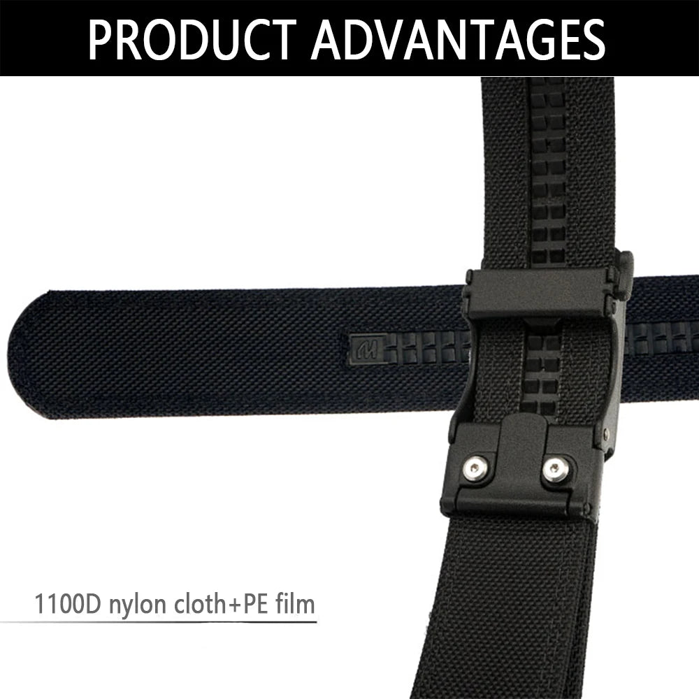 TUSHI 2025 Stiff Tactical Belt for Men Metal Automatic Buckle Military Police Duty Belt 1100D Nylon Gun Belt Casual Girdle Male