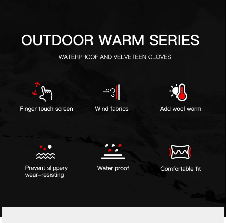 Winter Gloves For Men Waterproof Windproof Cold Gloves Snowboard Motorcycle Riding Driving Warm Touchscreen Glove