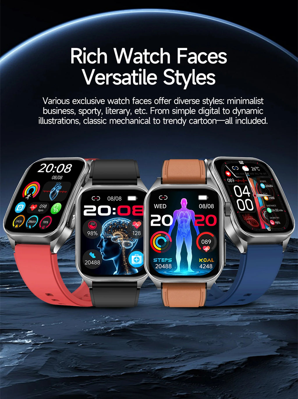 GUHUAVMI New Laser Therapy ECG+PPG Smart Watch Health Monitor Blood Lipids Uric Acid Heart Rate Tracking Monitoring Smartwatches