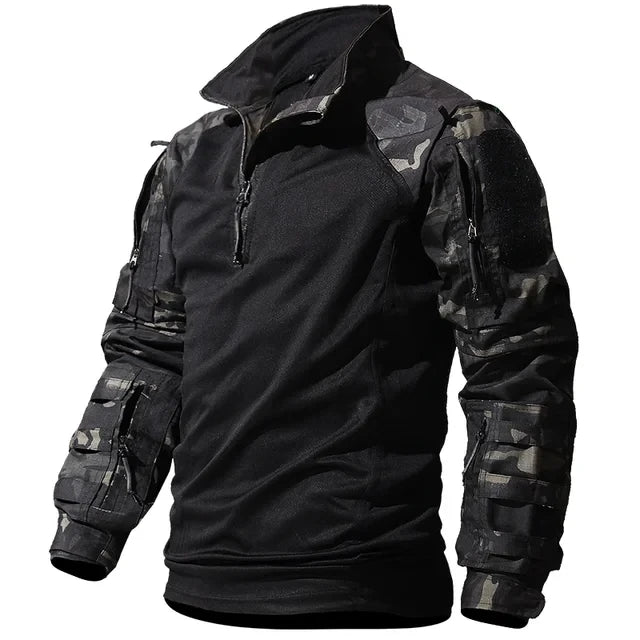 Autumn Tactical Sets Men Outdoor Breathable Short Sleeve Tshirt+Waterproof Straight Pant 2 Pcs Suits Camo Multi-pocket Cargo Set