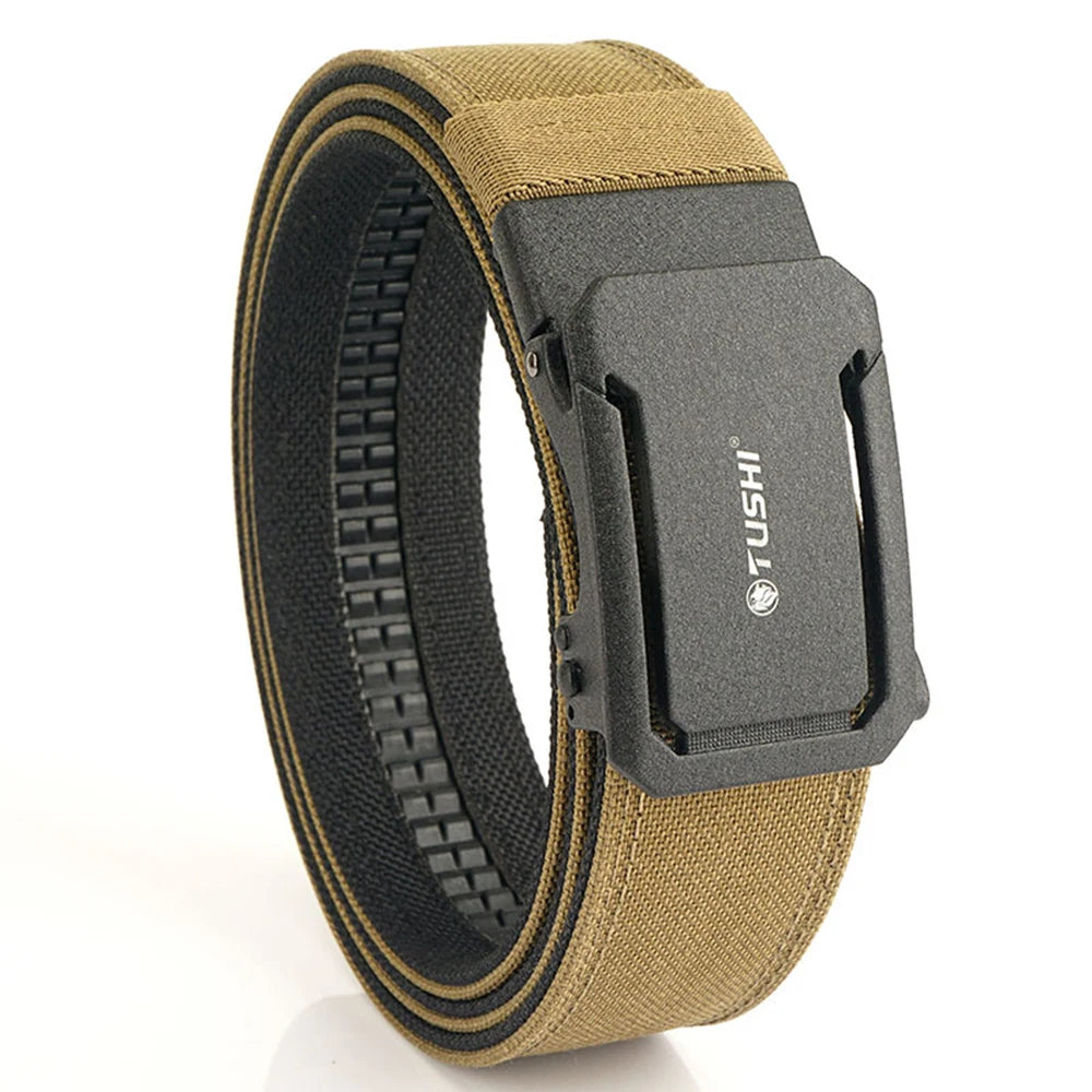 TUSHI Military Tactical Belt for Men Sturdy Nylon Metal Automatic Buckle Police Duty Belt Outdoor Girdle IPSC Sports Accessories