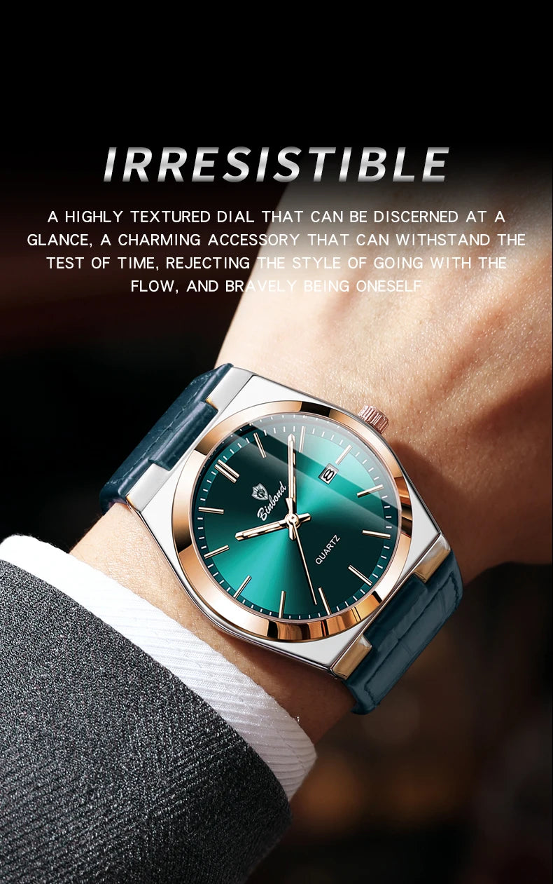 BINBOND Luxury Quartz Wristwatches Luminous Waterproof Auto Date Men's Watch Business Sport Fashion Casual Reloj Leather Clock