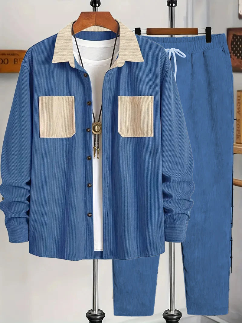 Men's Fashion Casual Solid Color Spring Autumn Set New Arrival Comfortable Streetwear