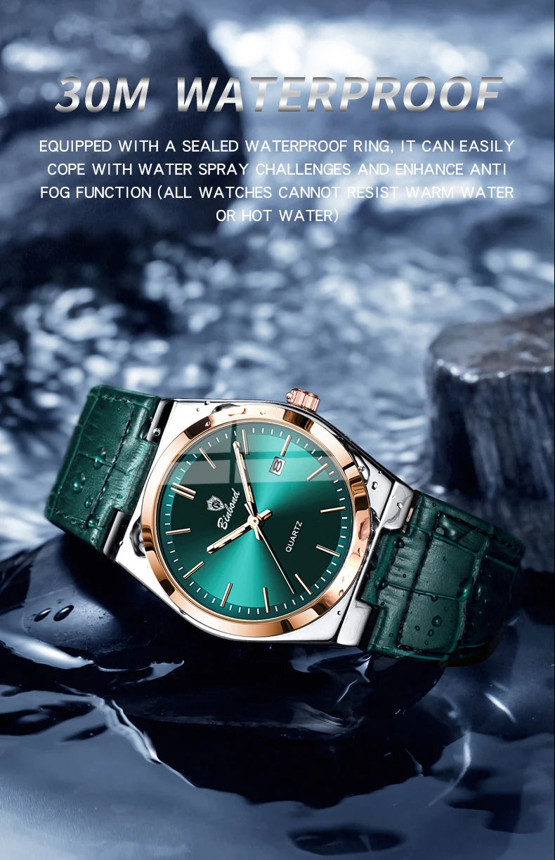 BINBOND Luxury Quartz Wristwatches Luminous Waterproof Auto Date Men's Watch Business Sport Fashion Casual Reloj Leather Clock