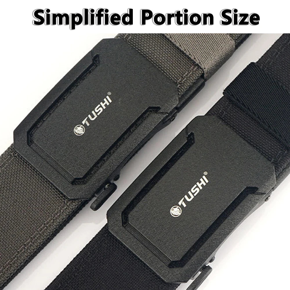 TUSHI Military Tactical Belt for Men Sturdy Nylon Metal Automatic Buckle Police Duty Belt Outdoor Girdle IPSC Sports Accessories
