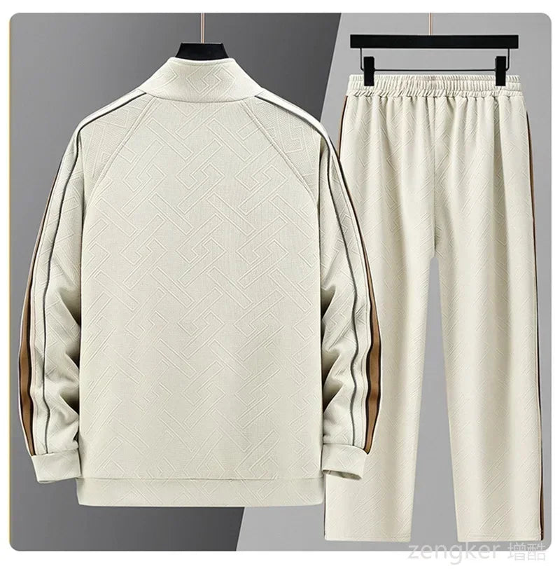 Autumn men's cardigan sweater pants two-piece set casual loose oversized set 160kg 10xl 9XL men clothing  tracksuit Men's Sets