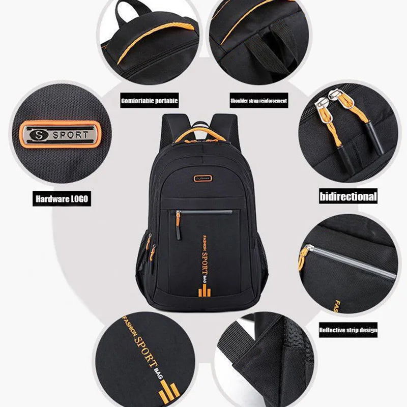 Unisex Large Capacity Backpack, Business Travel Laptop Bag, Multi-Compartment Design, Adjustable Straps, Ideal for Work Leisure