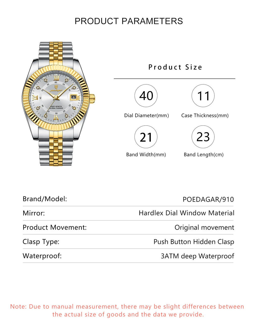POEDAGAR Luxury Business Men Wristwatch Waterproof Luminous Date Military Man Watch Stainless Steel Fashion Men's Quartz Watches