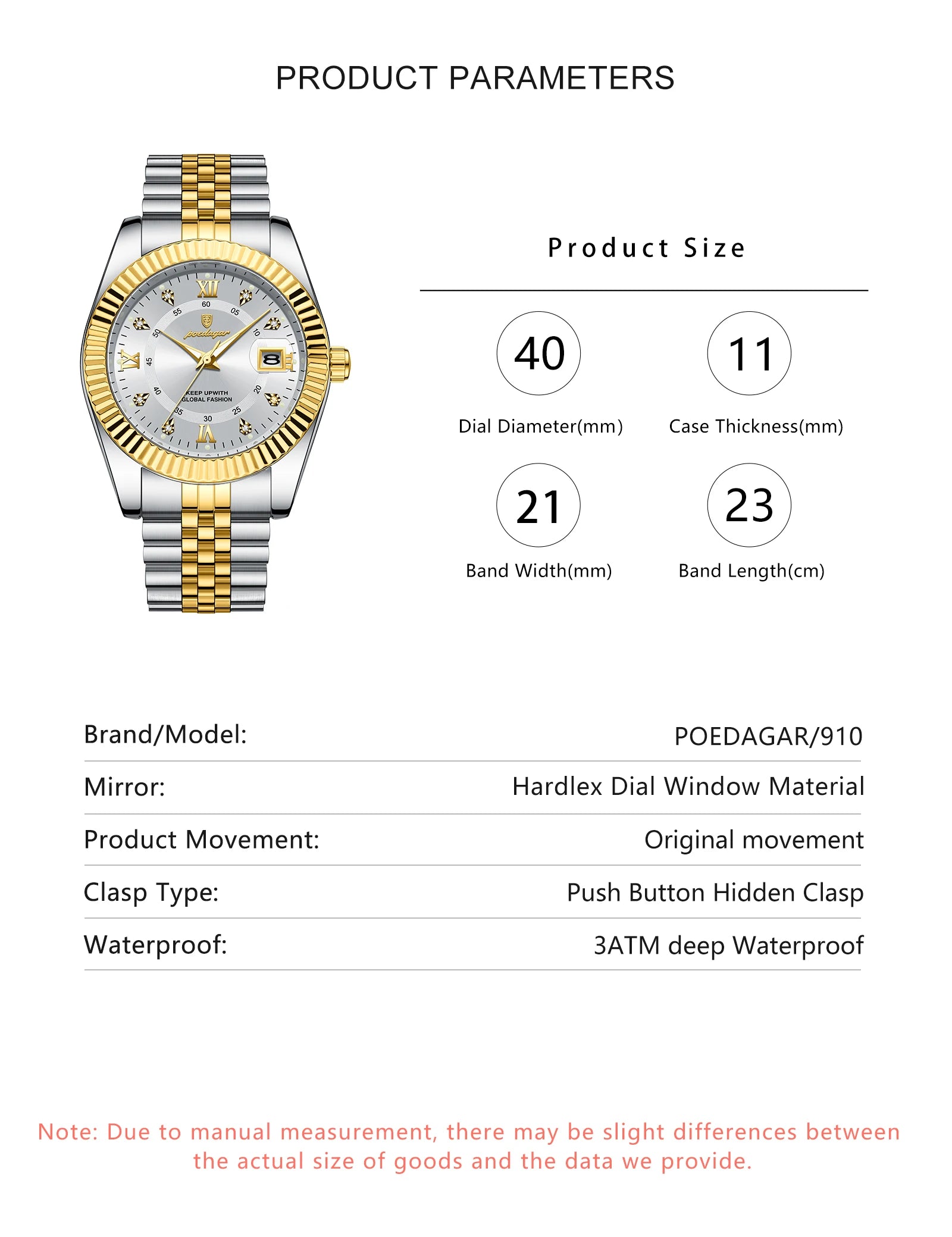 POEDAGAR Luxury Business Men Wristwatch Waterproof Luminous Date Military Man Watch Stainless Steel Fashion Men's Quartz Watches