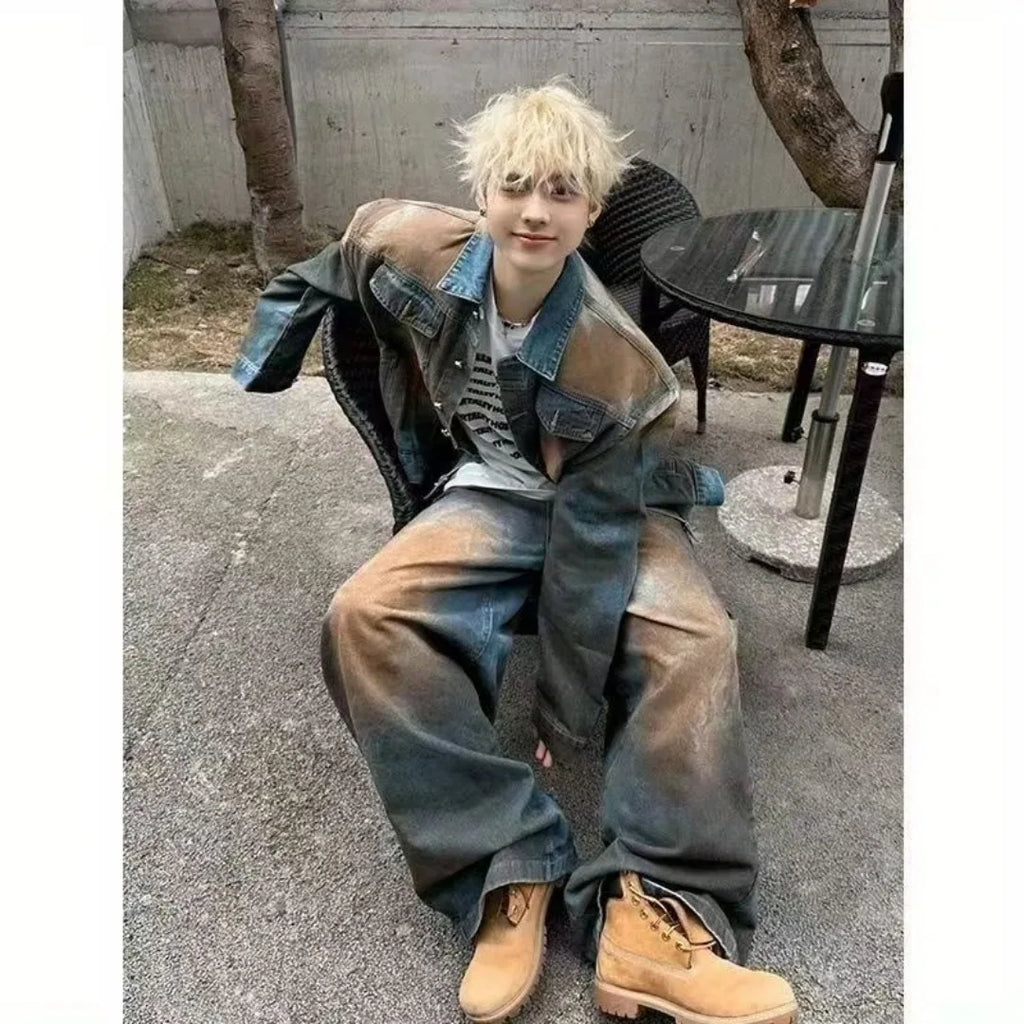 2025 American Retro Y2K New Fashion Men Clothing Street Hip Hop Gothic Harajuku Oversize couple street Joker Jacket Tops