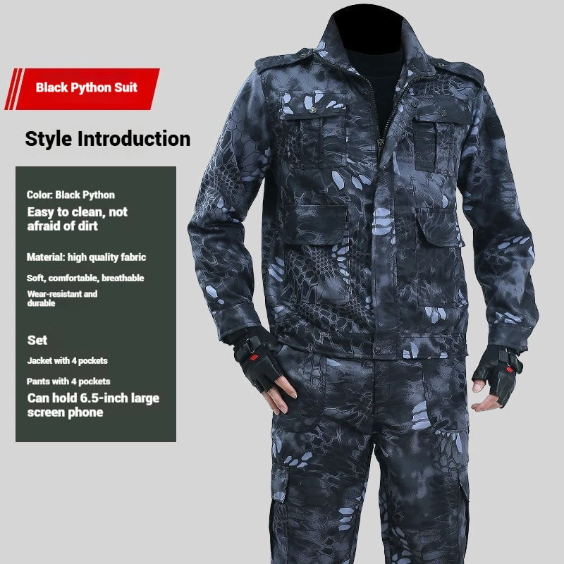Mens Camouflage Clothing Set Wear Resistant Breathable Military Training Uniform Outdoor Fitness Suit