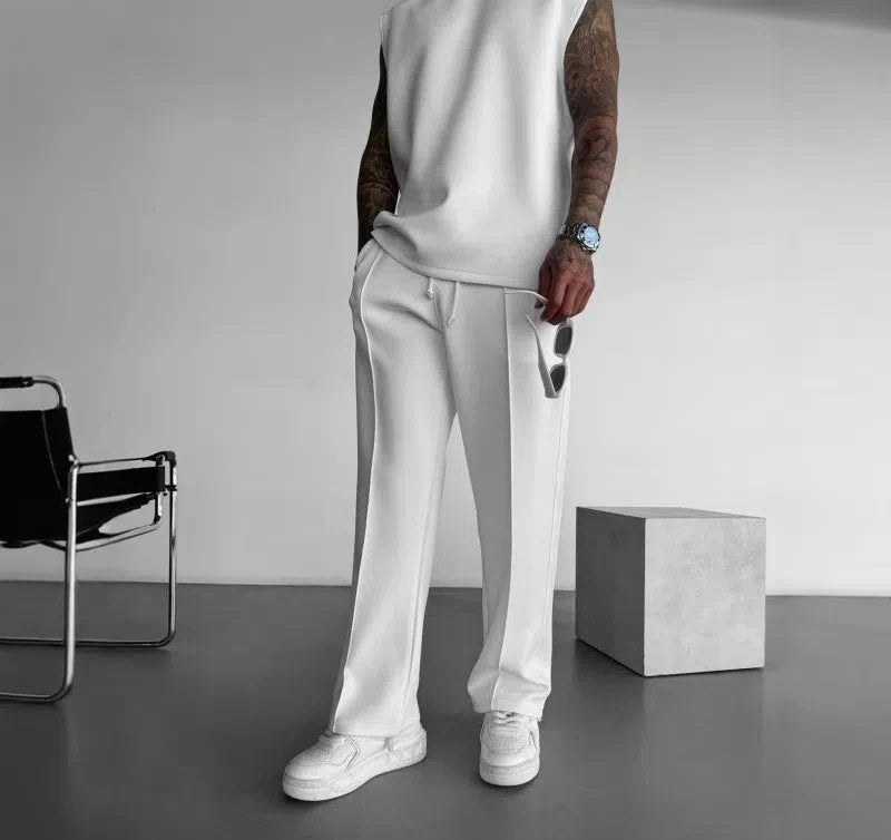 Breathable Sleeveless Summer New Men's Fitness Suit T-shirt Loose Sports Pants European and American Training Suit Two-piece Set