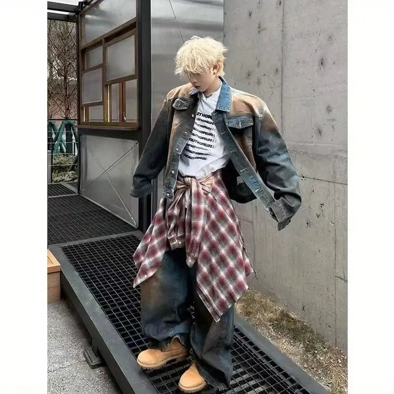 2025 American Retro Y2K New Fashion Men Clothing Street Hip Hop Gothic Harajuku Oversize couple street Joker Jacket Tops