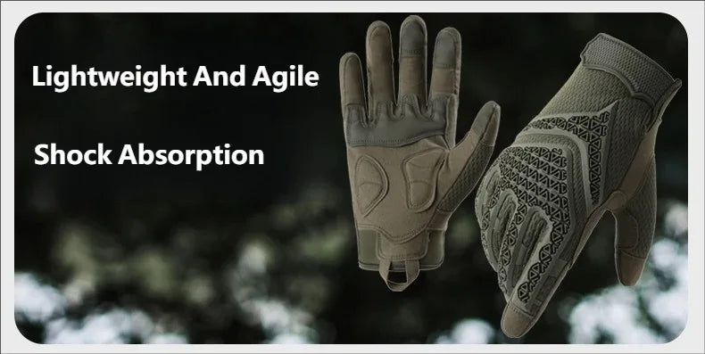 CHRLCK Men Anti-Scratch Cycling Tactics Gloves Wear-resistant Full Finger Hiking Gloves Summer Non-Slip Camping Training Gloves