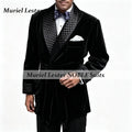 Smoking Business Velvet Suit Jackets For Men With Belt Black Shawl Lapel Groom Blazers Customized Man Party Coat Dinner Outfits