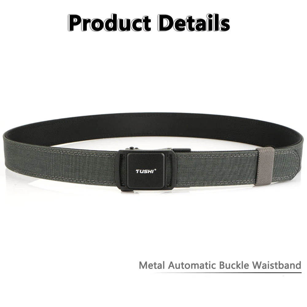 TUSHI 2025 Stiff Tactical Belt for Men Metal Automatic Buckle Military Police Duty Belt 1100D Nylon Gun Belt Casual Girdle Male