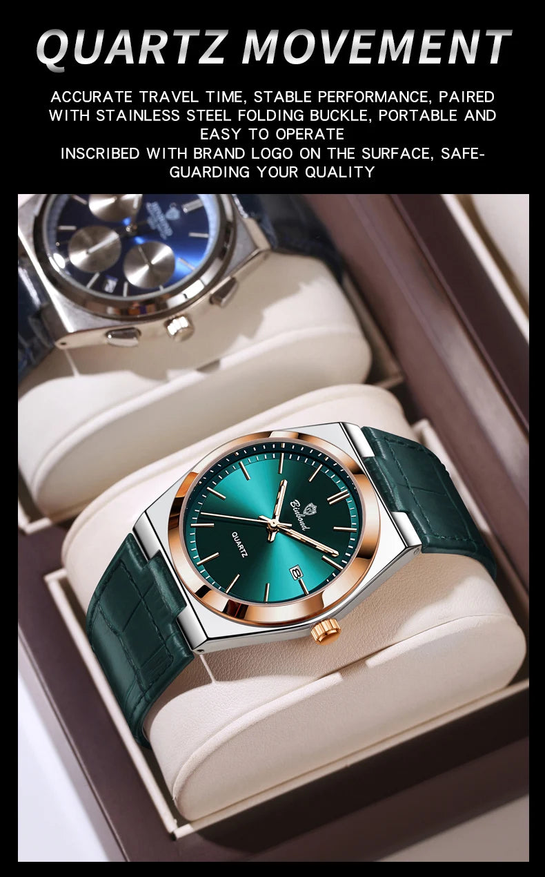 BINBOND Luxury Quartz Wristwatches Luminous Waterproof Auto Date Men's Watch Business Sport Fashion Casual Reloj Leather Clock