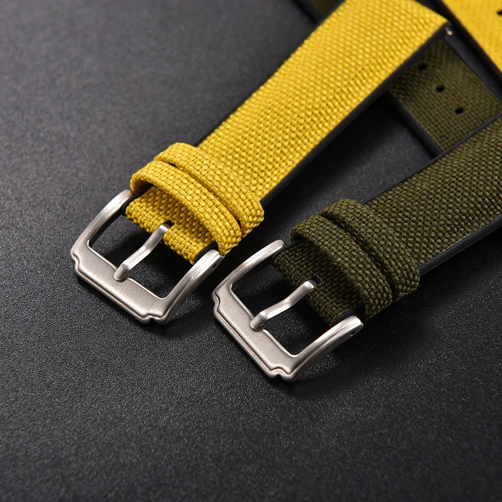 High Quality Rubber Sailcloth Strap 18mm 19mm 20mm 21mm 22mm Canvas Nylon Quick Release WatchBand Perfect Fit Flat End Universal