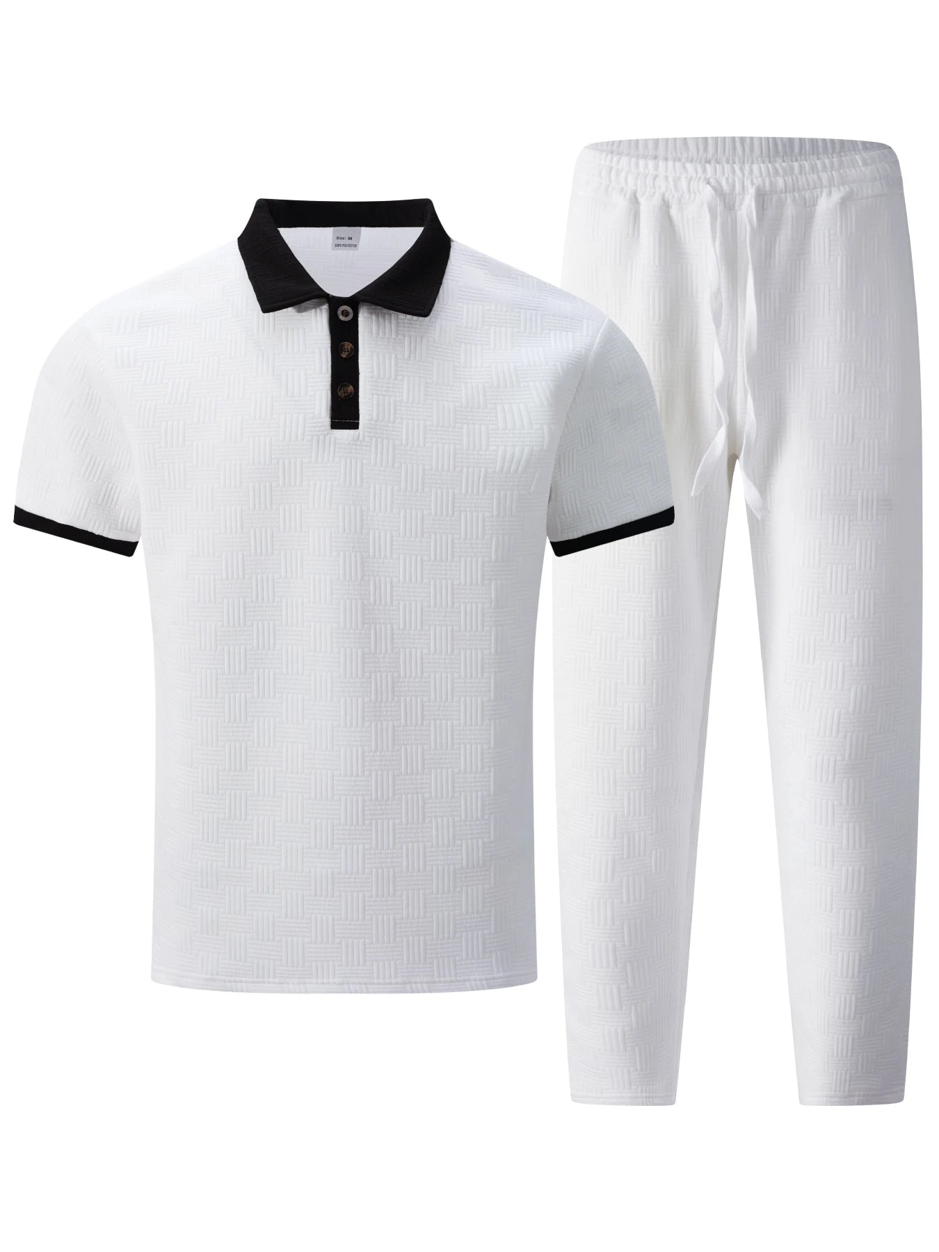 Men's Fashion Two Piece Set Short Sleeve Polo Shirt and Drawstring Shorts Casual Streetwear Tracksuit for Men