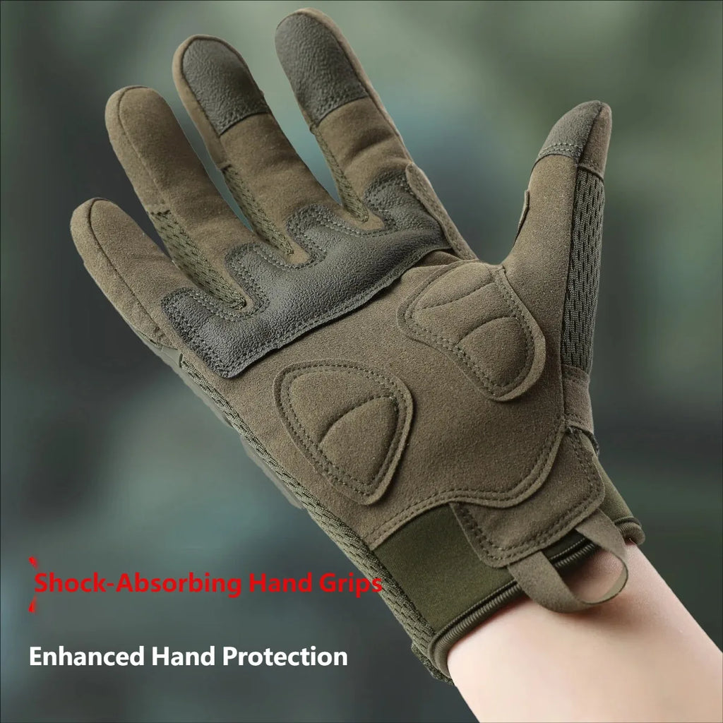 CHRLCK Men Anti-Scratch Cycling Tactics Gloves Wear-resistant Full Finger Hiking Gloves Summer Non-Slip Camping Training Gloves
